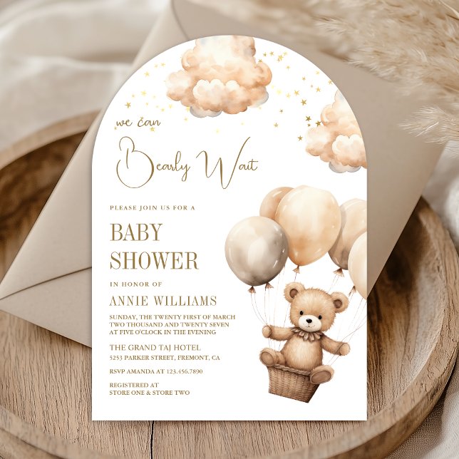 Invitation Arche de ballons en forme d'ours en peluche marron (Créateur téléchargé)