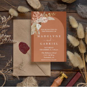 Invitation Arche de bouquet bohème tropical en terre cuite