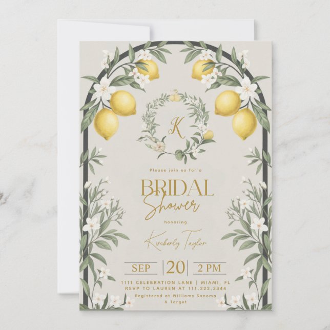 Invitation Arche de Citrons Italiens pour Baby Shower de Mari (Devant)