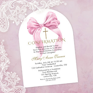 Invitation Arche de confirmation de la fille de la cou rose a