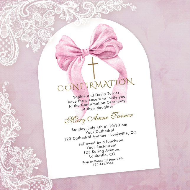 Invitation Arche de confirmation de la fille de la cou rose a (Créateur téléchargé)