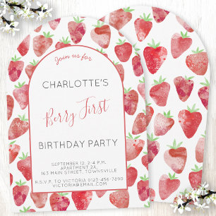 Invitation Arche de fête d'anniversaire de fraise