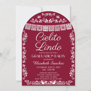 Invitation Arche de fête de fin d'études Burgundy Cielito Lin