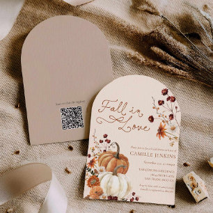 Invitation Arche de Fête de Mariage Florale d'Automne Citroui