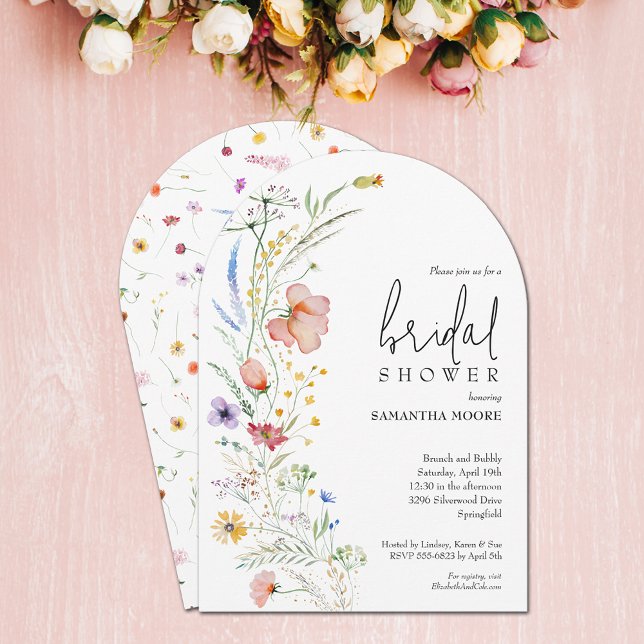 Invitation Arche de Fête des mariées Fleur sauvage chic (Chic wildflower bridal shower arch top invitations - PRINTED and/or INSTANT DOWNLOAD)