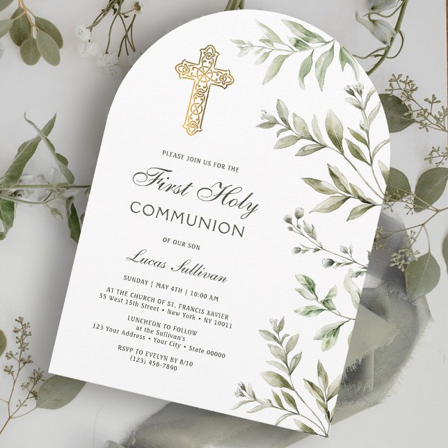 Invitation Arche de feuillage à l'aquarelle pour la Première  (Créateur téléchargé)