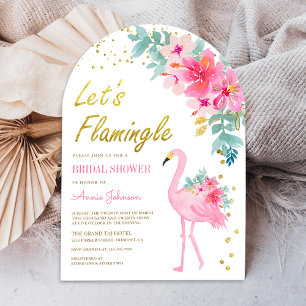 Invitation Arche de flamant rose tropical floral pour la douc