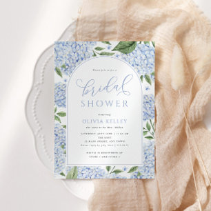 Invitation Arche de fleurs d'hortensia bleu pour Baby Shower