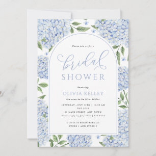 Invitation Arche de fleurs d'hortensia bleu pour Baby Shower