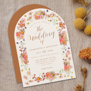 Invitation Arche de Fleurs Sauvages Bohème d'Automne Mariage 