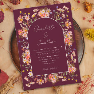 Invitation Arche de fleurs sauvages Bourgogne Orange Brûlé Ma