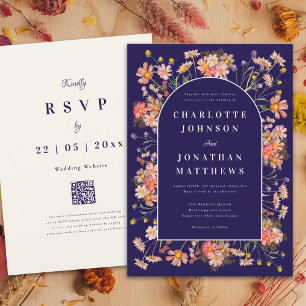 Invitation Arche de fleurs sauvages Terracotta Marine Mariage