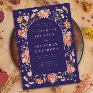 Invitation Arche de fleurs sauvages Terracotta marine Mariage