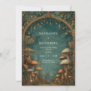 Invitation Arche de Forêt Mystique avec Mariage Vue Château