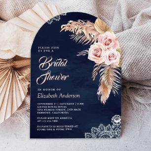 Invitation Arche de gazon de Pampas Rose Poussiéreux Fête de
