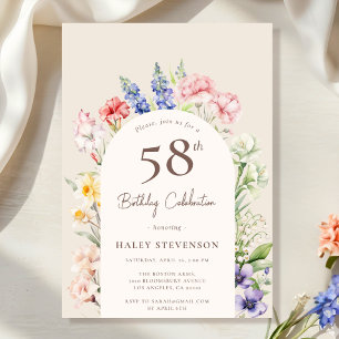 Invitation Arche de jardin floral Fantaisie Beige 58e Anniver