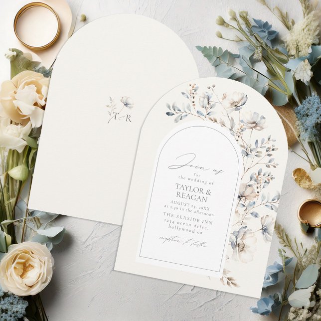 Invitation Arche de mariage aquarelle Fleur sauvage délicate  (Créateur téléchargé)