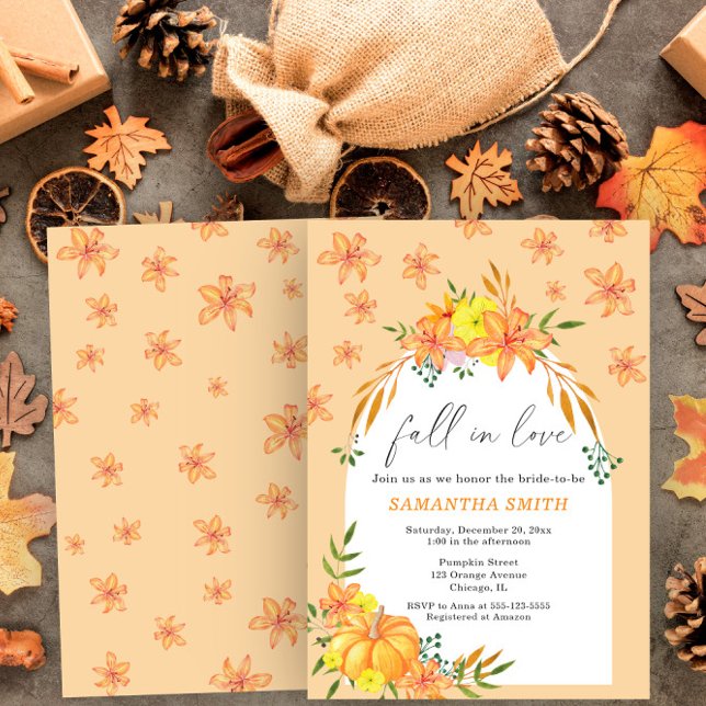 Invitation Arche de mariage automnal citrouille et fleurs (Créateur téléchargé)