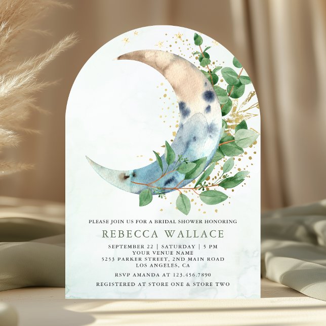 Invitation Arche de mariage avec eucalyptus sous la lune croi (Créateur téléchargé)
