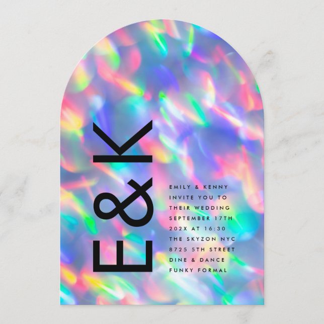 Invitation Arche de Mariage de monogramme ultra moderne Iride (Devant)