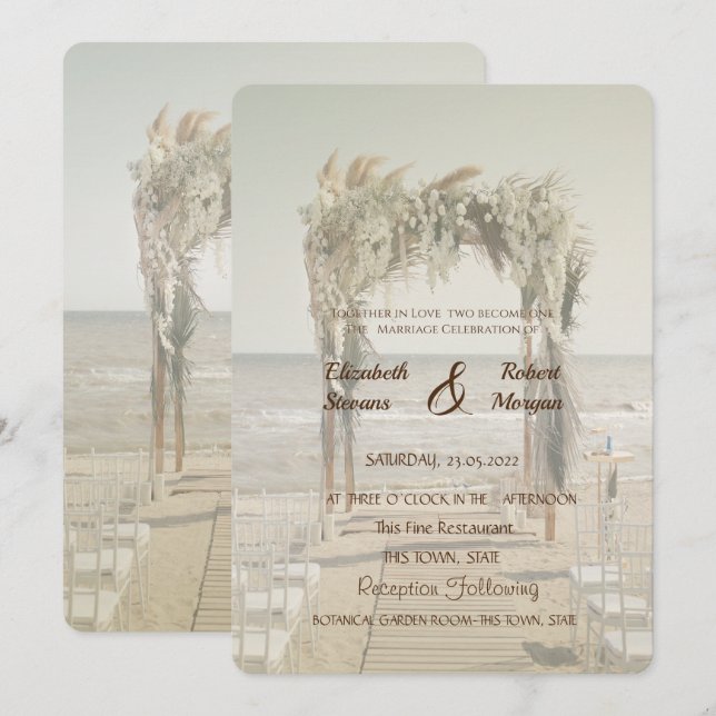 Invitation Arche de mariage de plage (Devant / Derrière)