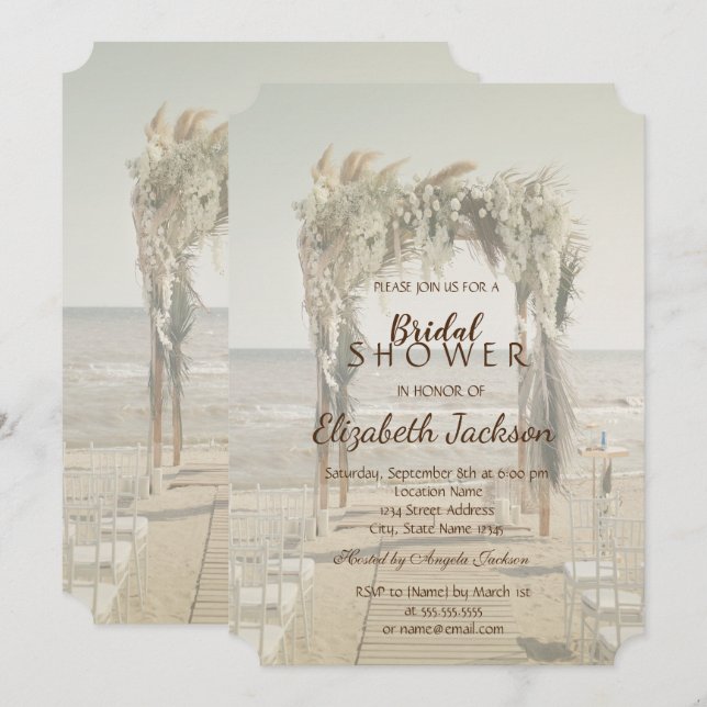 Invitation Arche de mariage de plage Baby Shower de mariage (Devant / Derrière)