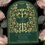 Invitation Arche de Mariage d'épée d'or médiévale verte<br><div class="desc">Donnez le ton à votre mariage d'imaginaire médiéval avec un design audacieux d'invitation à l'arc : une épée d'or grandiose entourée de fleurs contre un arrière - plan vert. Parfait pour les couples rêvant d'une fête épique et romantique. Faites légendaire votre histoire d'amour dès le premier regard ! REMARQUE :...</div>