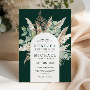 Invitation Arche de mariage en eucalyptus de Pampas bohème ve