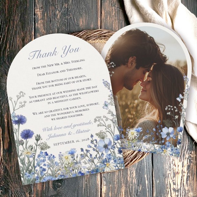 Invitation Arche de mariage Fleur Sauvage Bleu Poussiéreux du (Créateur téléchargé)
