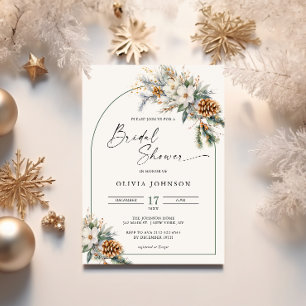 Invitation Arche de mariage florale blanche avec pin hivernal