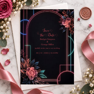 Invitation Arche de mariage florale néon romantique lumineuse