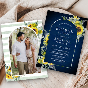 Invitation Arche de mariage naval avec photo de tournesol et