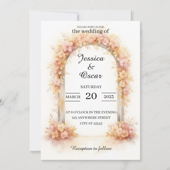 Invitation Arche de mariage romantique (Devant)
