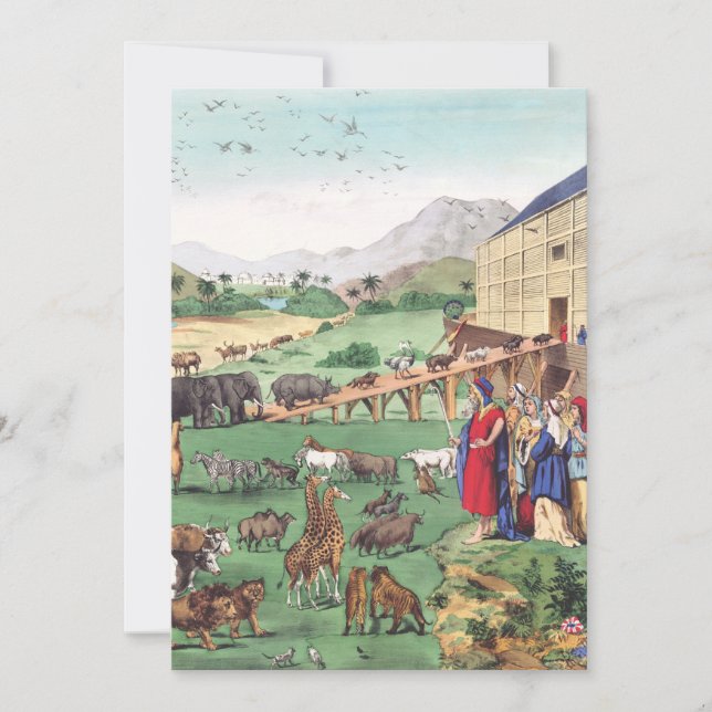 Invitation Arche de Noé avec des animaux (Devant)