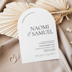 Invitation Arche de noms en gras moderne Mariage noir et blan