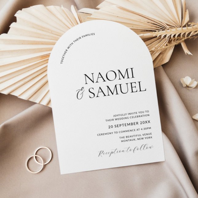 Invitation Arche de noms en gras moderne Mariage noir et blan (Créateur téléchargé)