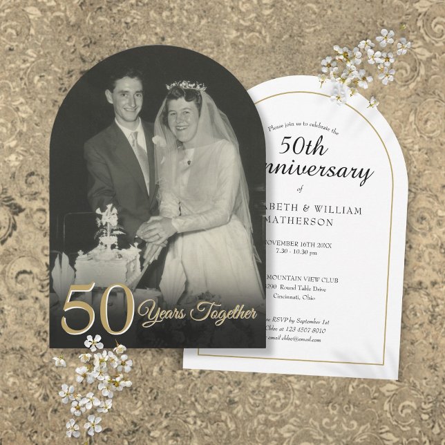 Invitation Arche de photo d'anniversaire de mariage de n'impo (Any Year Together Wedding Anniversary Photo Arch Invitation)
