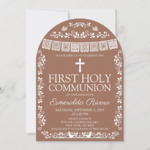 Invitation Arche de première communion en terracotta papel pi