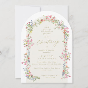 Invitation arche de printemps fleurie christening