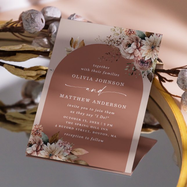 Invitation Arche de terre cuite automnale pour mariage | Bohè (Créateur téléchargé)