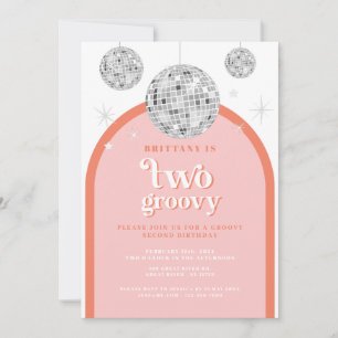 Invitation Arche Disco Anniversaire Orange rose