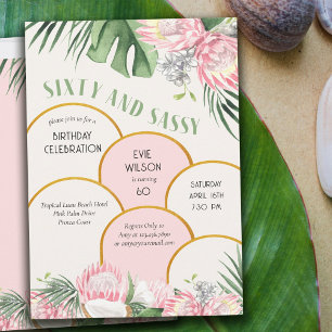 Invitation Arche dorée Protea tropicale et Palmier 60e Annive