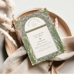 Invitation Arche en feuilles d'olive Art Nouveau mariage