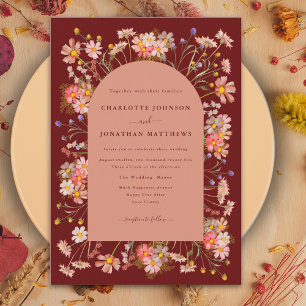 Invitation Arche en terre cuite de mariage d'automne sauvage