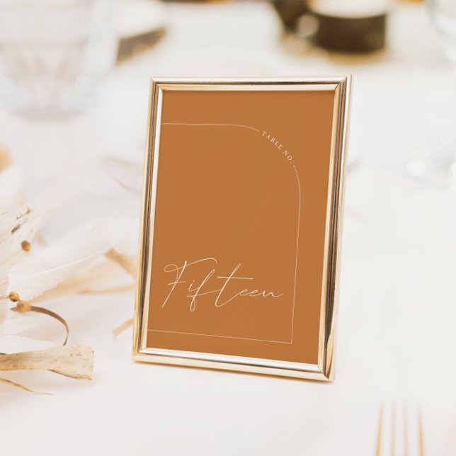 Invitation Arche en terre cuite moderne Table Quinze Numéro d (Modern Terracotta Arch Table Fifteen Table Number)