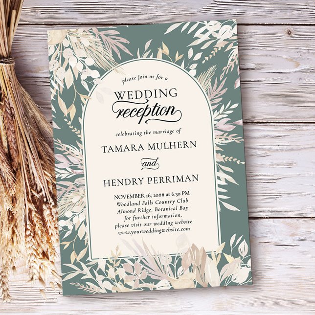 Invitation Arche encadrée Botanique Sage Green Mariage Récept (Wedding reception only invitation in Sage Green, from my Foliage Duet collection)