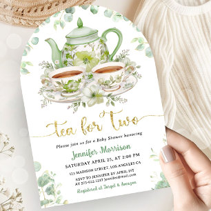 Invitation Arche Fête Prénatale pour Bébés Jumeaux "Thé pour
