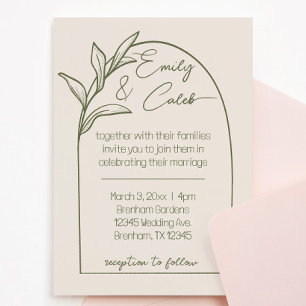 Invitation Arche feuille moderne Tan & Mariage vert