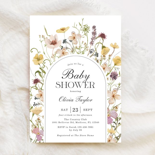 Invitation Arche fleur sauvage Baby shower Floral (Créateur téléchargé)