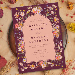 Invitation Arche Florale Bohème Bourgogne Mariage d'Automne